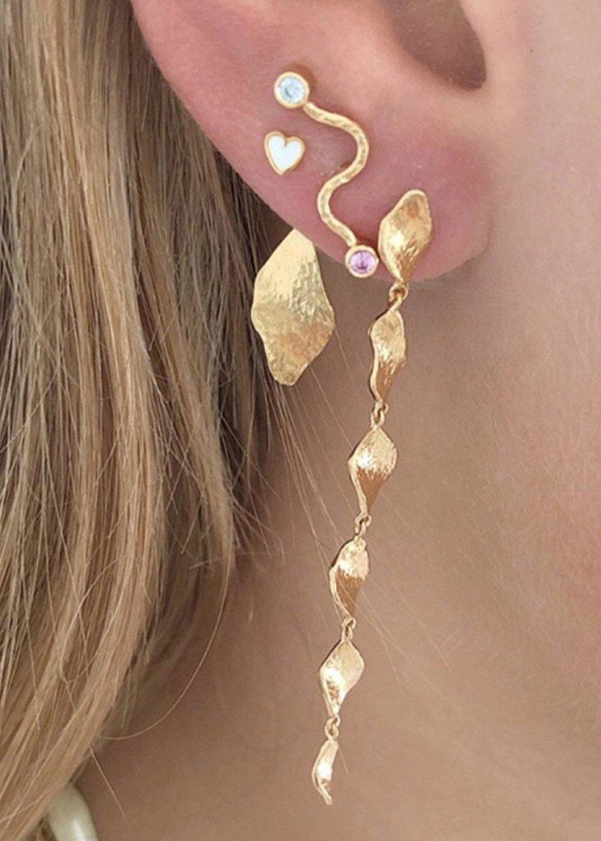 Big Wave Earring with Pastel P - Gold Jewellery704_1219_GOLD_SINGLE5712778013056- Butler Loftet