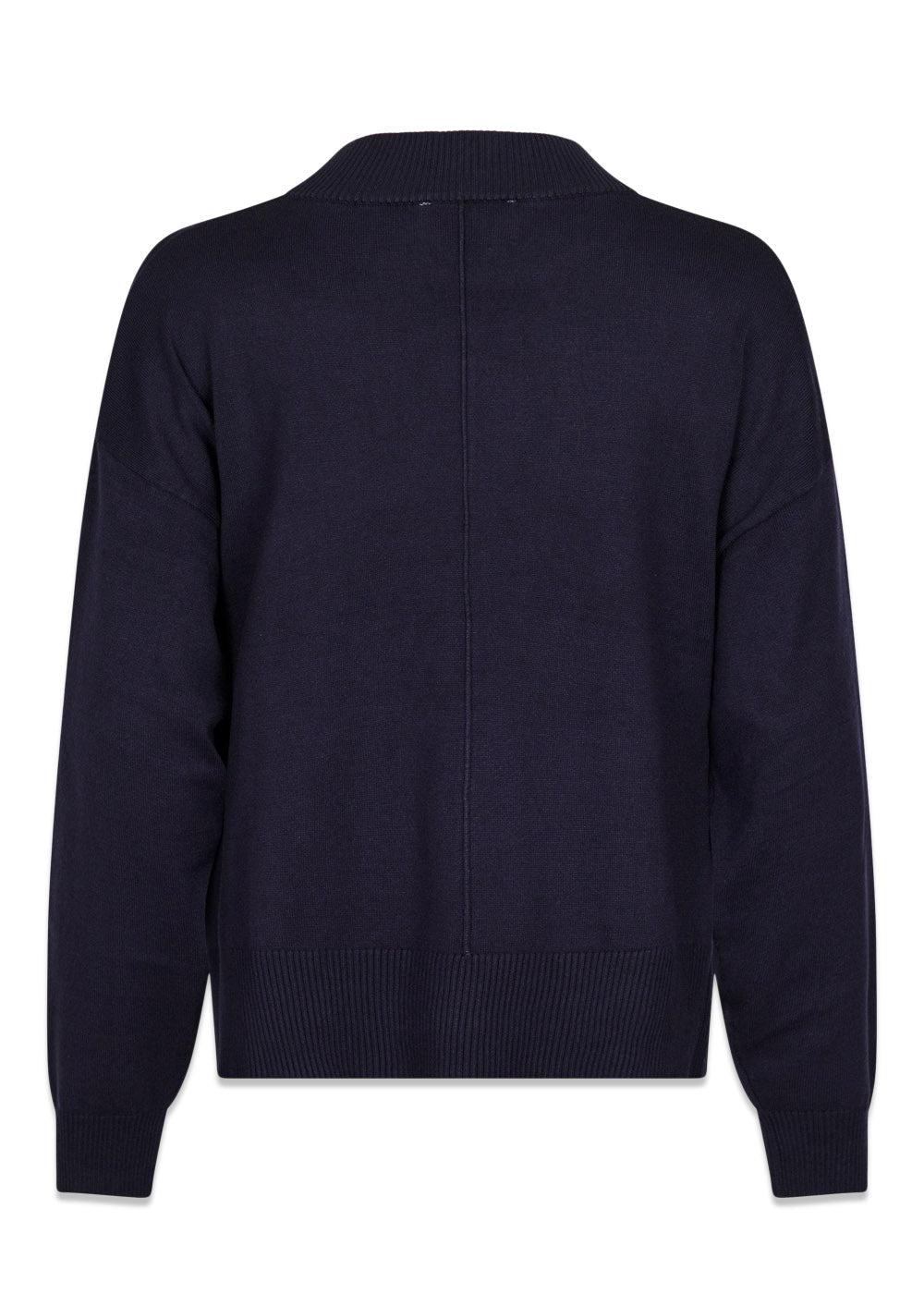 Binni Solid Knit Blouse - Navy-Knitwear-Neo Noir-Butler Loftet