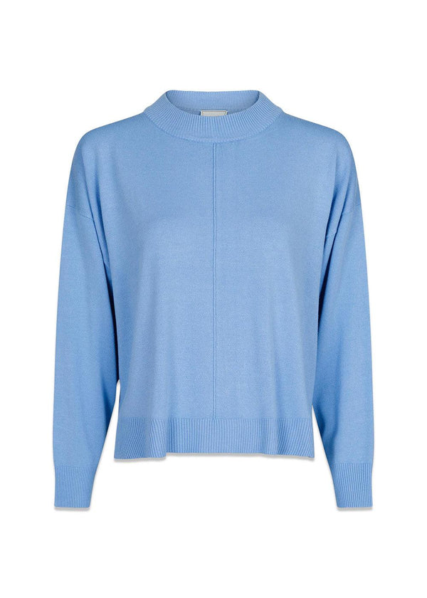 Neo Noirs Binni Solid Knit Blouse - Sky Blue. Køb strik her.