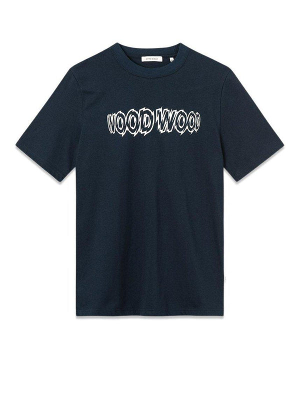 Wood Woods Bobby shatter logo T-shirt - Navy. Køb t-shirts her.