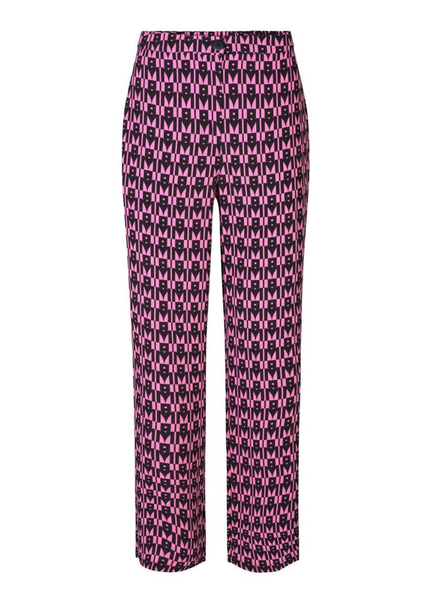 Modströms BorysMD print pants - Graphic Heart Cosmos Pink. Køb bukser her.