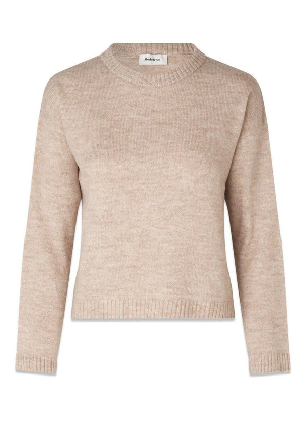 Modströms CarisMD o-neck - Beige Melange. Køb strik her.