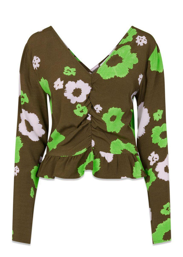 Modströms CashMD print top - Green Sorbet Flower. Køb blouses her.