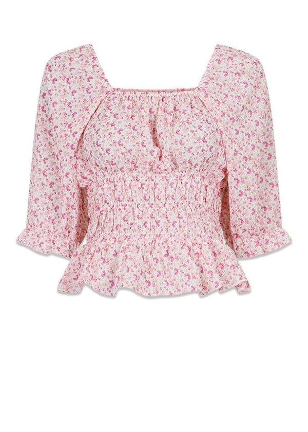 Neo Noirs Celin Butterfly Blouse - Light Pink. Køb blouses her.