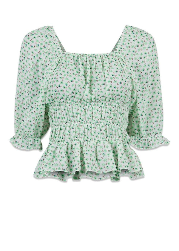 Neo Noirs Celin Daily Flower Blouse - Green. Køb blouses her.