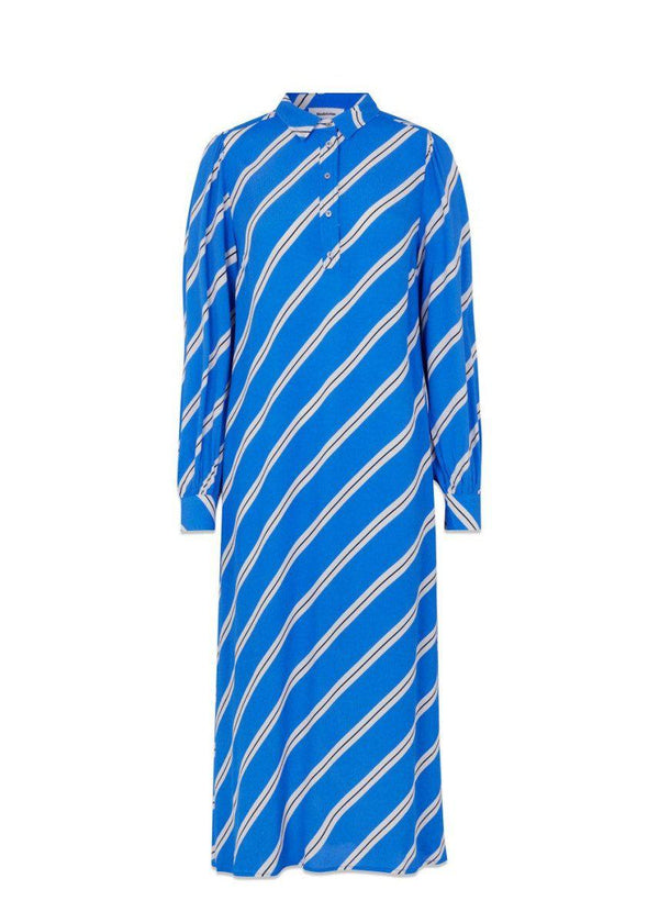 Modströms CenniMD print dress - Azure Stripe. Køb kjoler her.