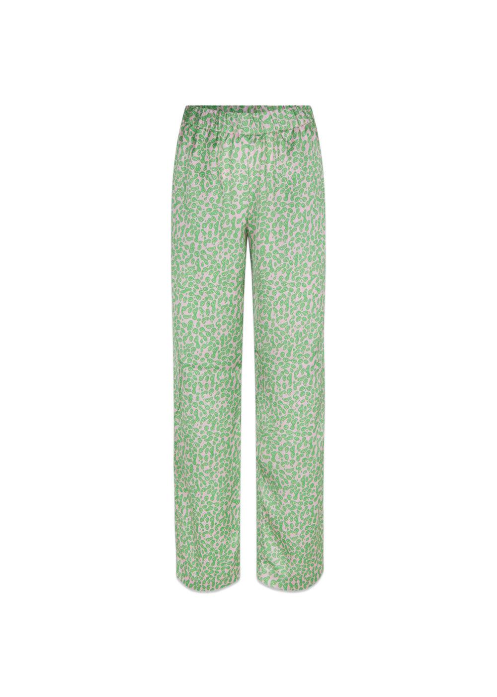 Modströms ClarkeMD print pants - Classic Green Smiley. Køb bukser her.