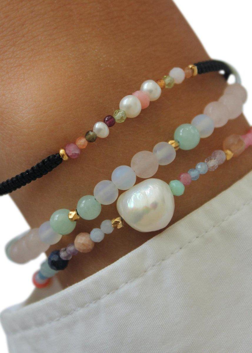 Color Crush Bracelet with Tokyo Mix & Khakigreen Ribbon - Gold Jewellery704_3197-02_gold_OneSize5712778019676- Butler Loftet