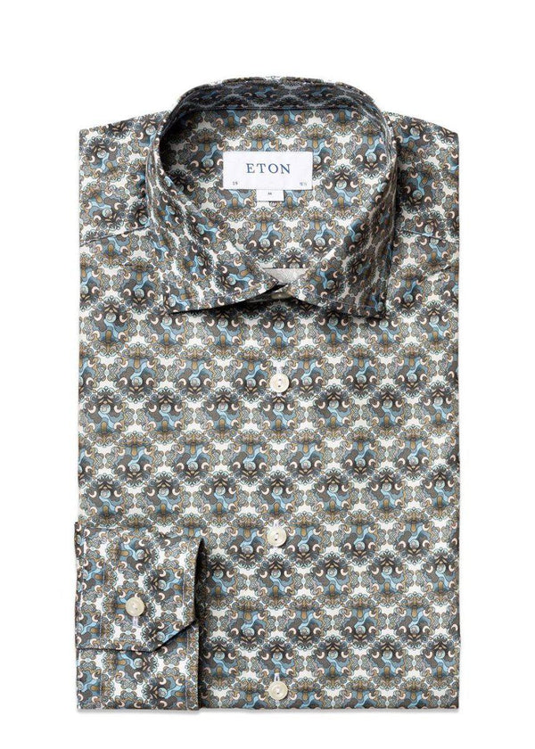 Etons Contemporary - Pattern - Blue. Køb shirts her.
