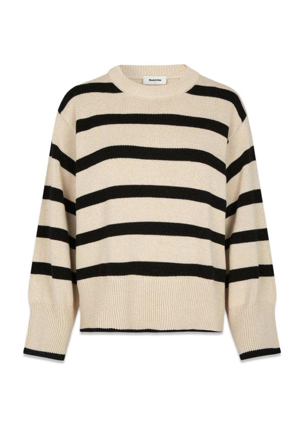 CorbinMD stripe o-neck - Black Summer Sand Stripe-Knitwear-Modström-Butler Loftet