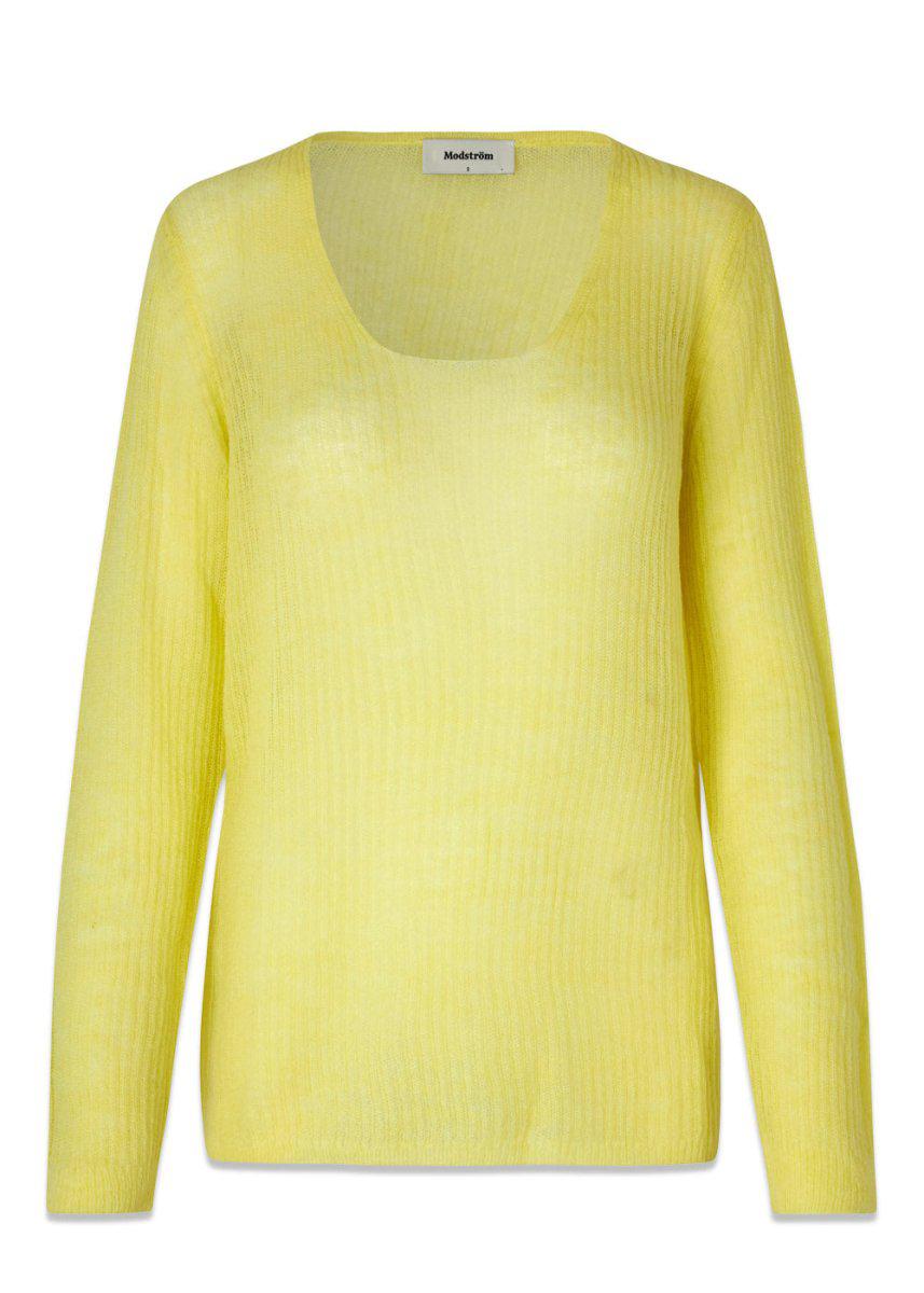 Modströms CordellMD o-neck - Yellow Pear. Køb strik her.