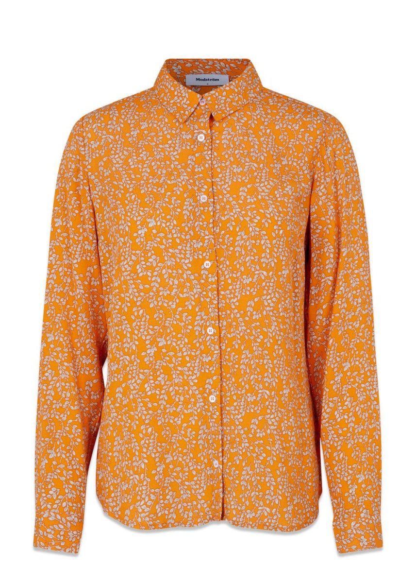 Modströms CorinnaMD print shirt - Vibrant Orange Flower Leaf. Køb shirts her.