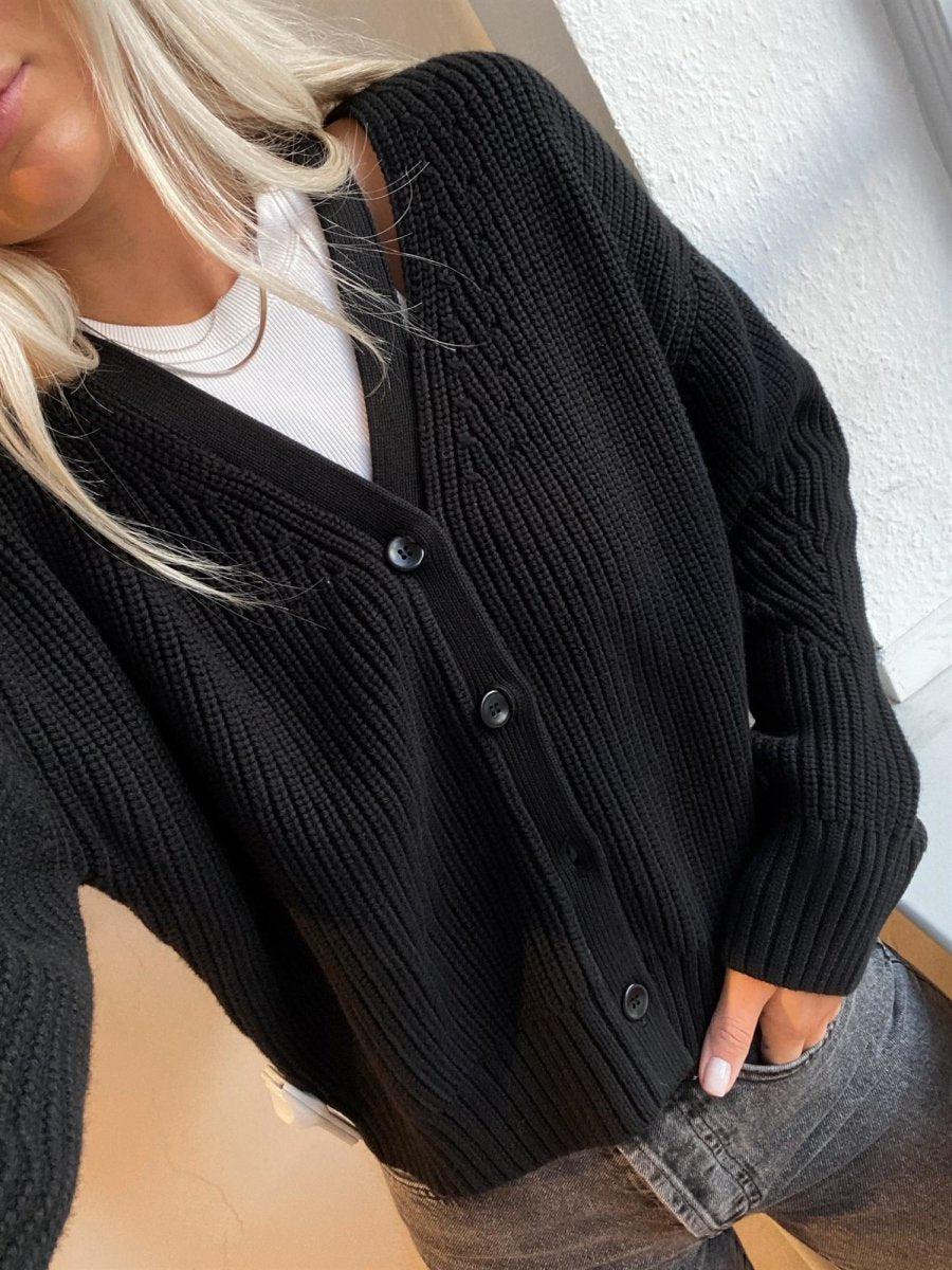 Cotton Cashmere Cardigan - Black Knitwear842_WL2227767_BLACK_XS888209459764- Butler Loftet