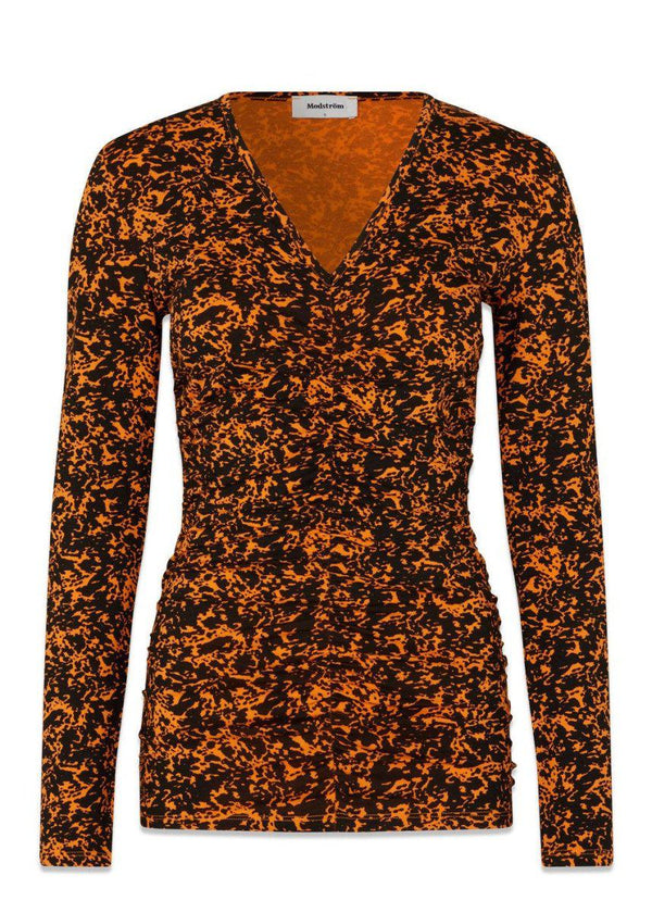 Modströms CurtisMD print top - Vibrant Orange Splash. Køb toppe her.