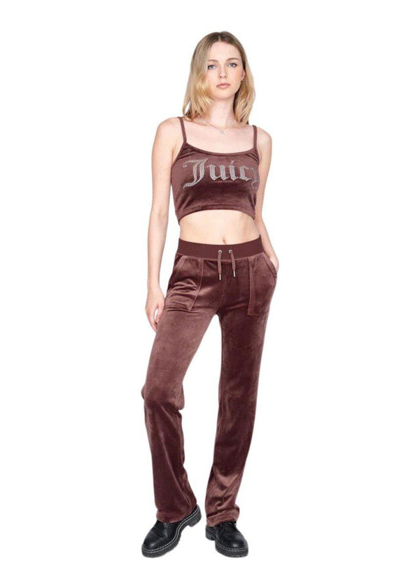 Juicy Coutures Del Ray Classic Velour Pant Pocket Design - Bitter Chocolate. Køb sweatpants her.