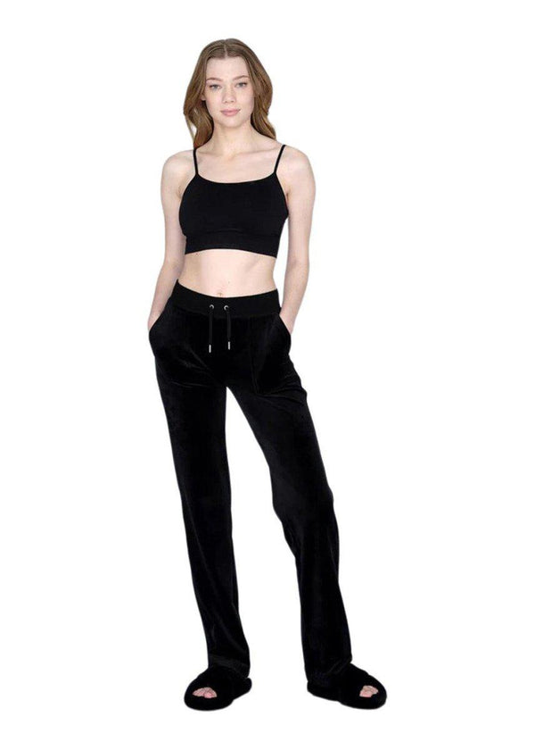 Juicy Coutures Del Ray Classic Velour Pant Pocket Design - Black. Køb bukser her.