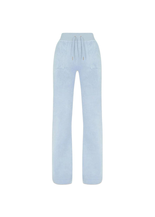 Juicy Coutures Del ray classic Velour pant pocket design - Nantucket Breeze. Køb bukser her.