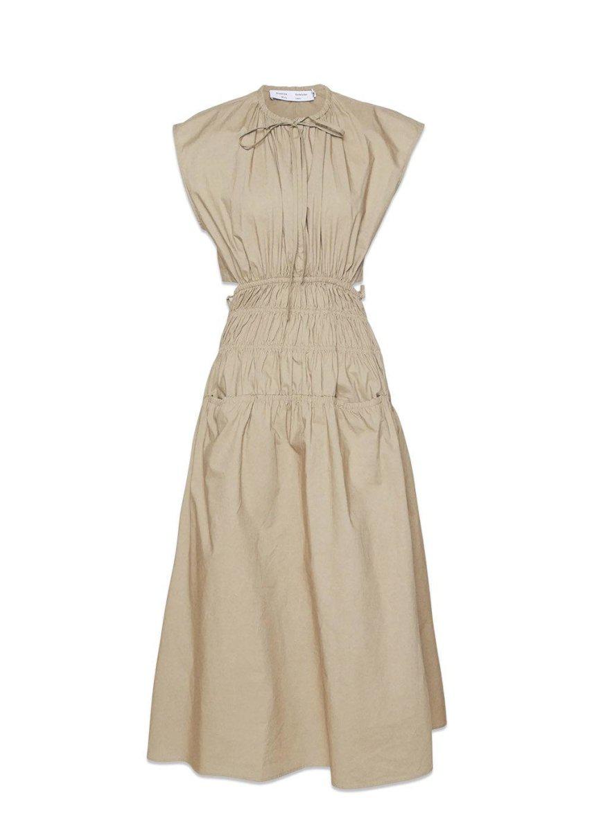 Proenza Schoulers Drawstring Midi Dress - Taupe. Køb kjoler her.