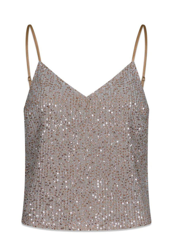 Neo Noirs Elinas Glitter Top - Sand. Køb toppe her.