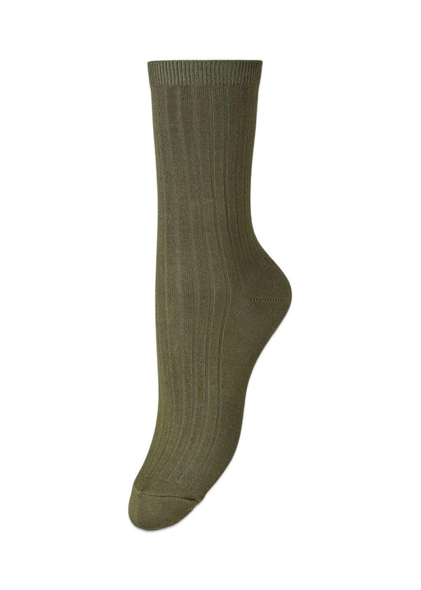 BeckSöndergaards Elva Solid Sock - Burnt Olive. Køb socks/stockings her.