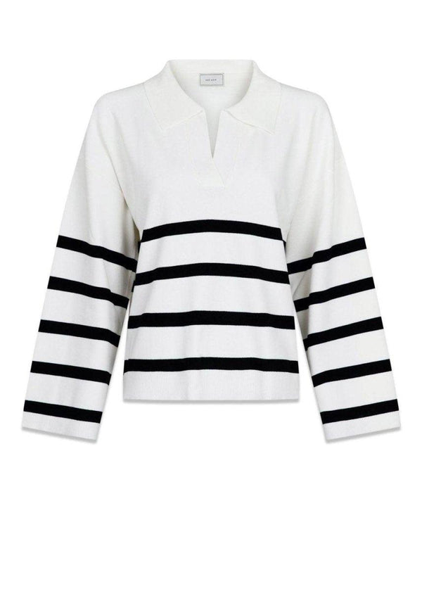 Neo Noirs Emmeline Stripe Knit Blouse - Off White. Køb strik her.