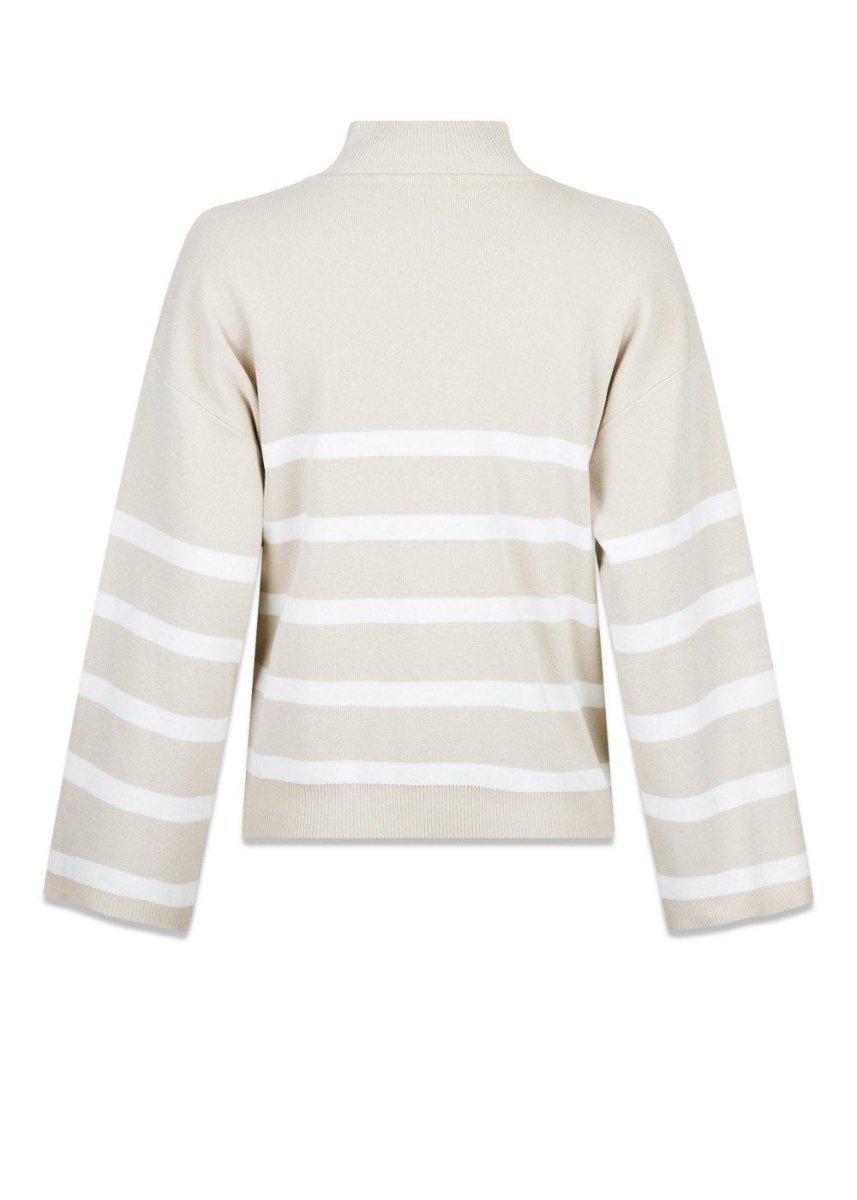 Ena Stripe Knit Blouse - Sand Knitwear812_156415_SAND_345711554707462- Butler Loftet