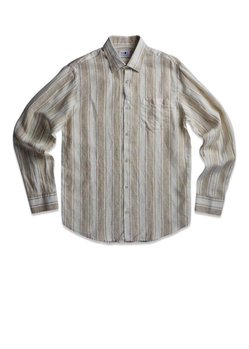 Nn. 07s Errico 5253 - Khaki Stripe. Køb shirts her.