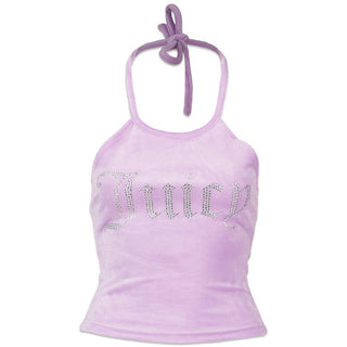 Juicy Coutures Etta velour halter top - Sheer Lilac. Køb toppe her.