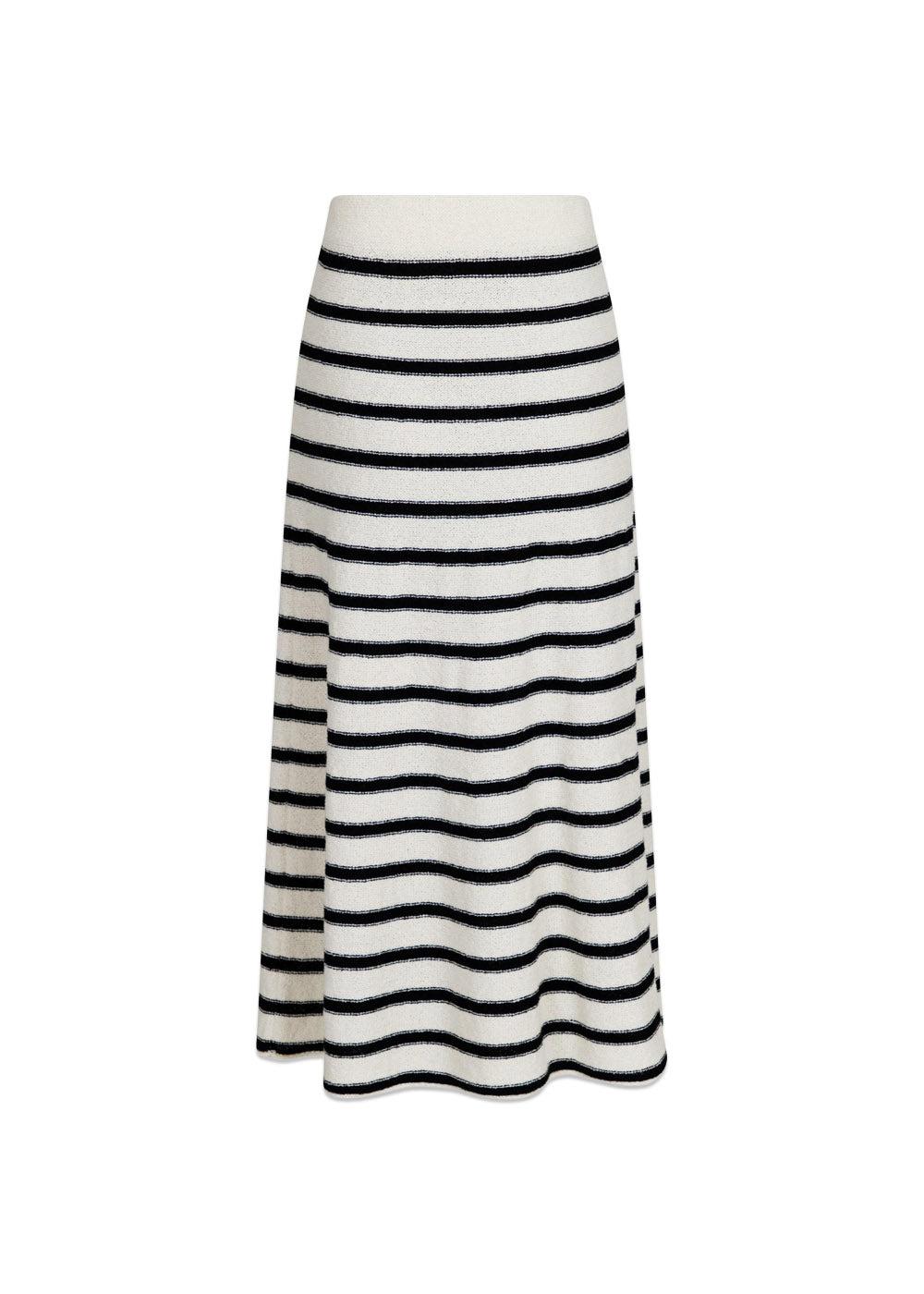 Etti Boucle Knit Stripe Skirt - Black Striped