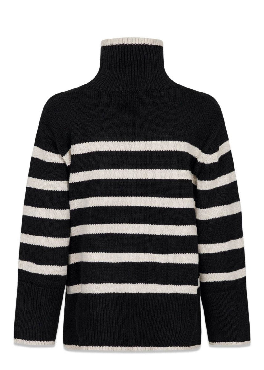 Fanning Stripe Knit Blouse - Black Knitwear812_159644_Black_345711554840961- Butler Loftet