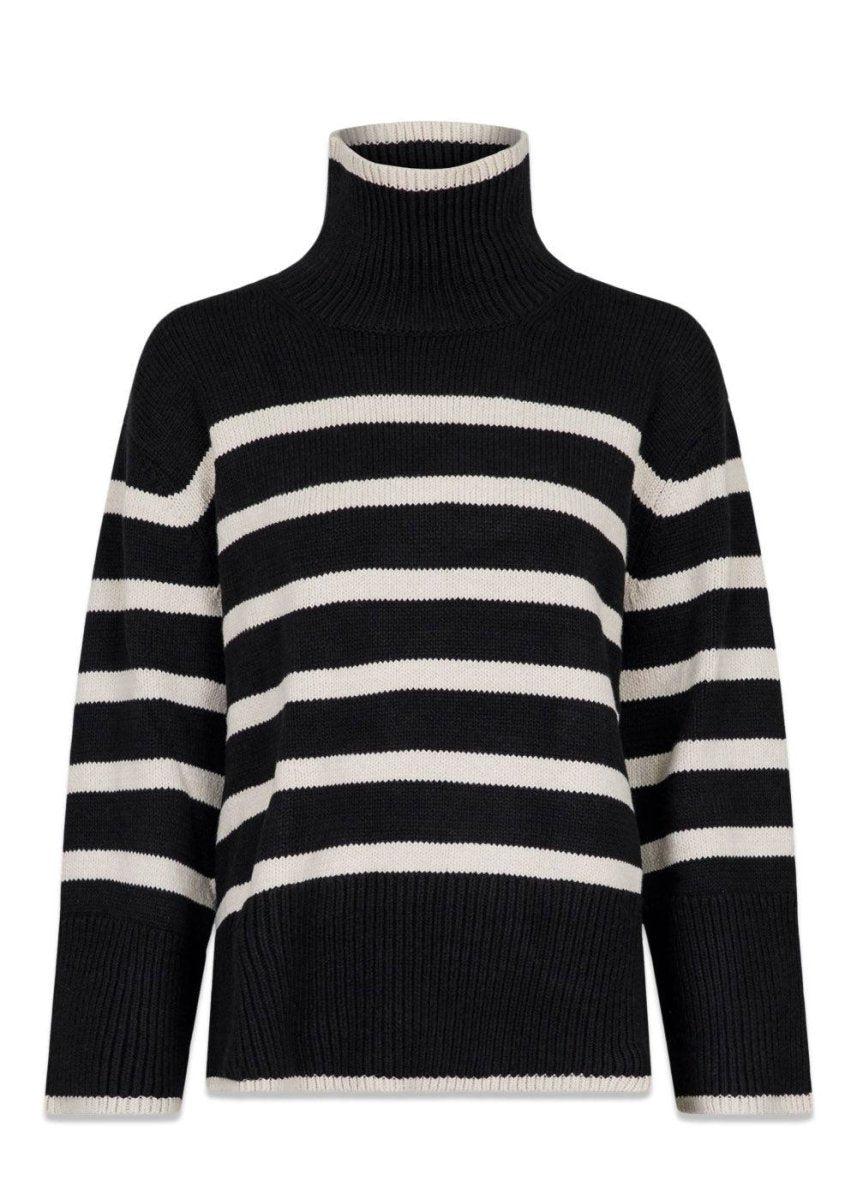 Neo Noirs Fanning Stripe Knit Blouse - Black. Køb strik her.