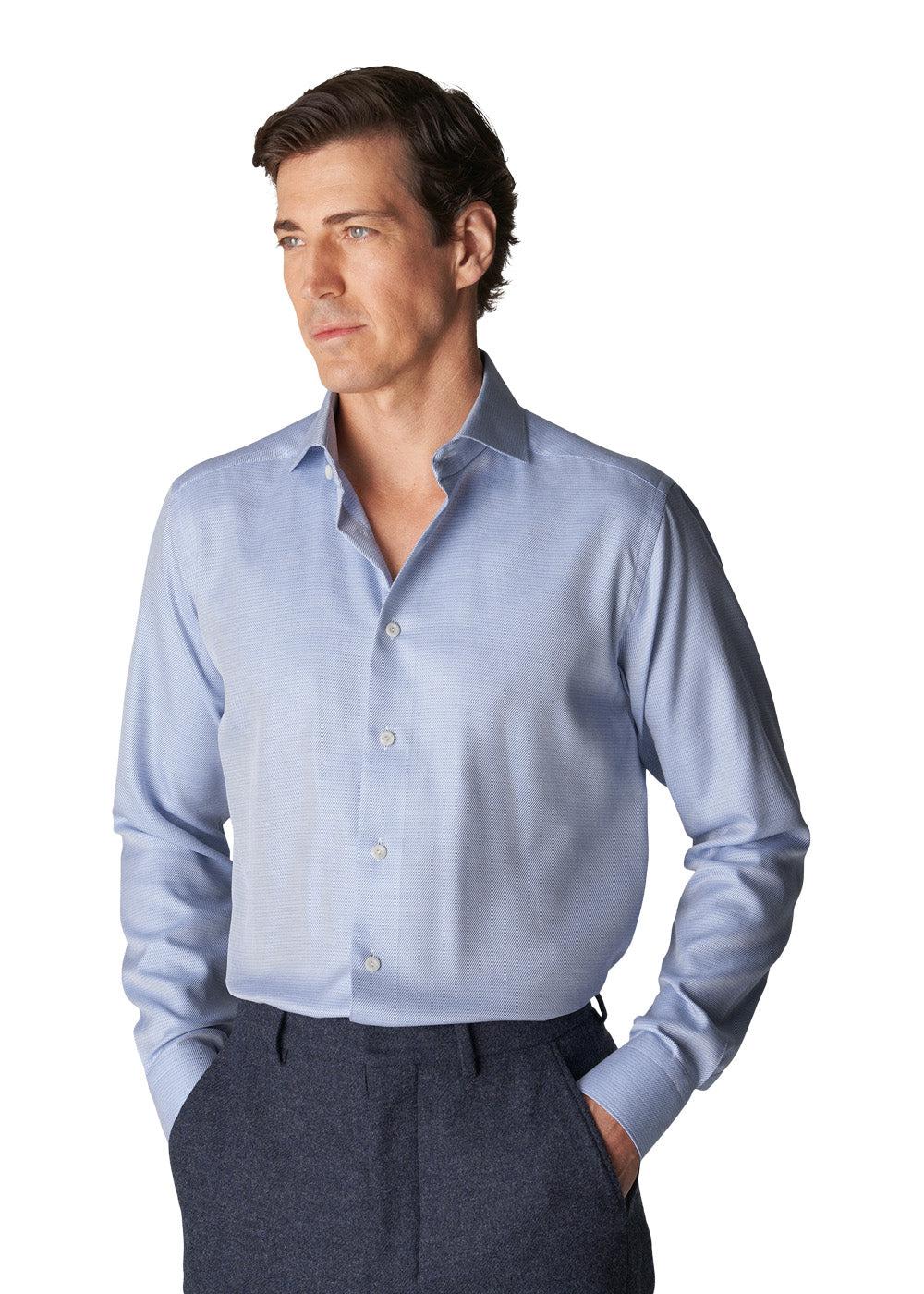Fine Twill Melange Shirt - Mid Blue