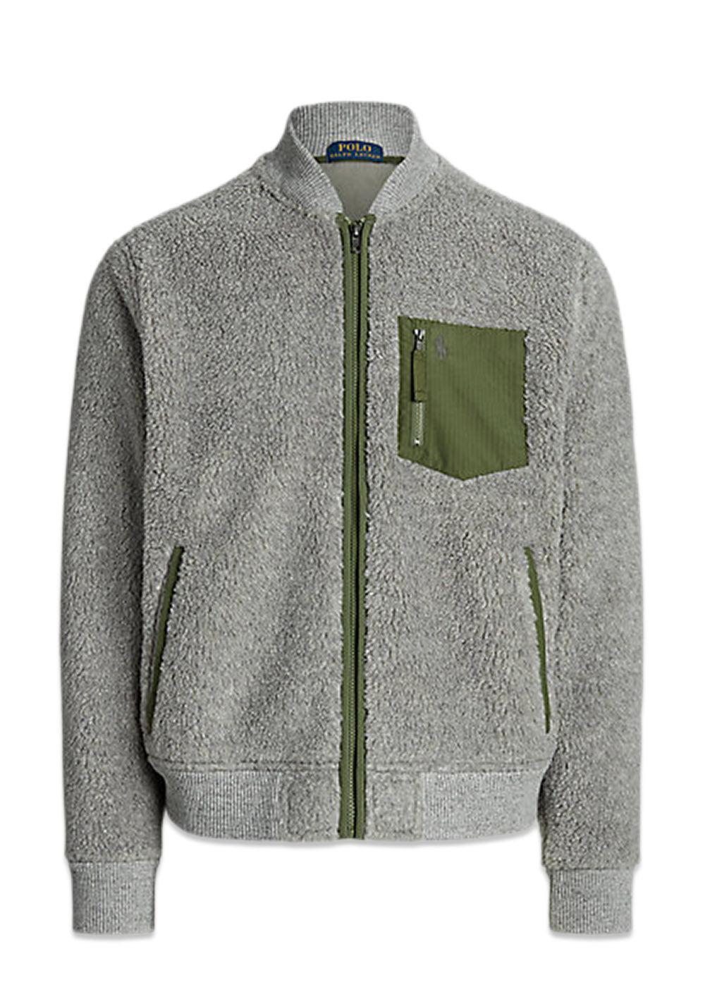Ralph Laurens Fleece Zip - Grey/Green. Køb fleece her.