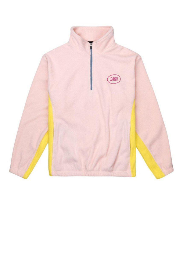 7 Days' Fleece pullover - Half Zip - Light Pink/Yellow. Køb fleece her.