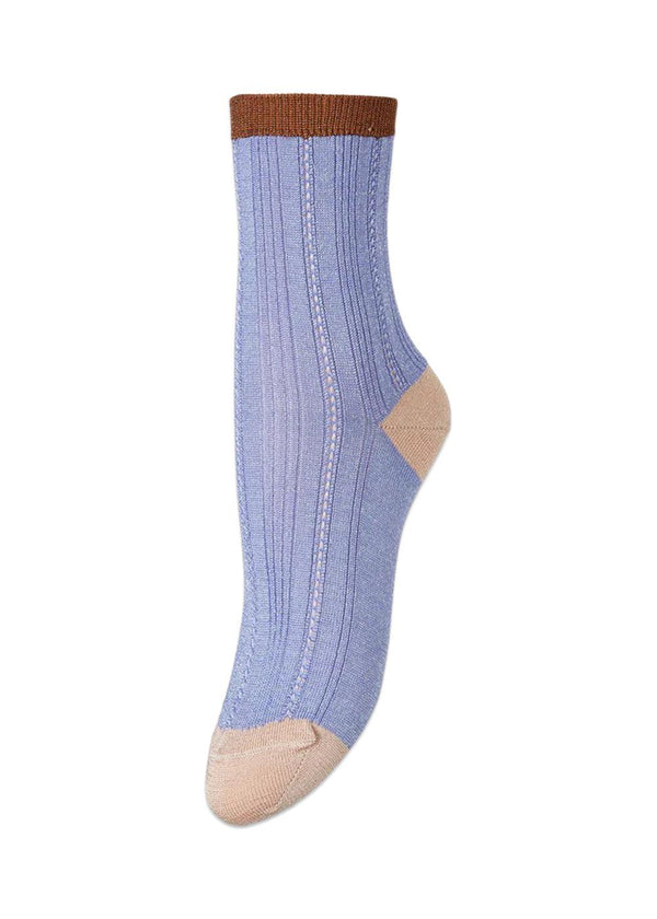 BeckSöndergaards Glitter Drake Block Sock - Brunnera Blue. Køb socks/stockings her.