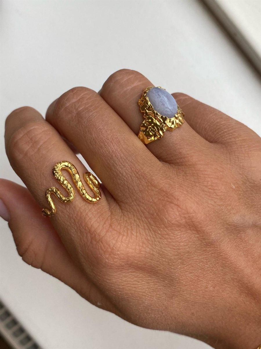 Goddess Ring Blue Lace Agate - Sterling Silver (925) Gold Pla Jewellery829_35355a_STERLINGSILVER(925)GOLDPLA_475713581003463- Butler Loftet