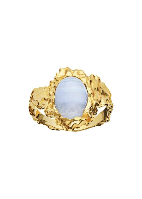Maanestens Goddess Ring Blue Lace Agate - Sterling Silver (925) Gold Pla. Køb ringe her.