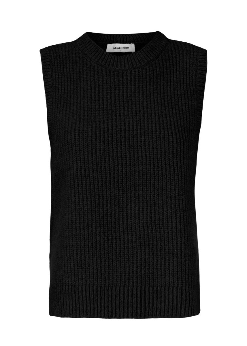 Modströms Gunhilda vest - Black. Køb strik her.