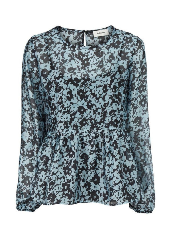 Modströms Honny print top - Buttercup Blue. Køb toppe her.