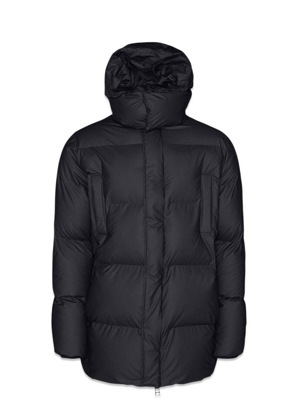 Rains' Hooded Puffer Coat - Black. Køb overtøj her.