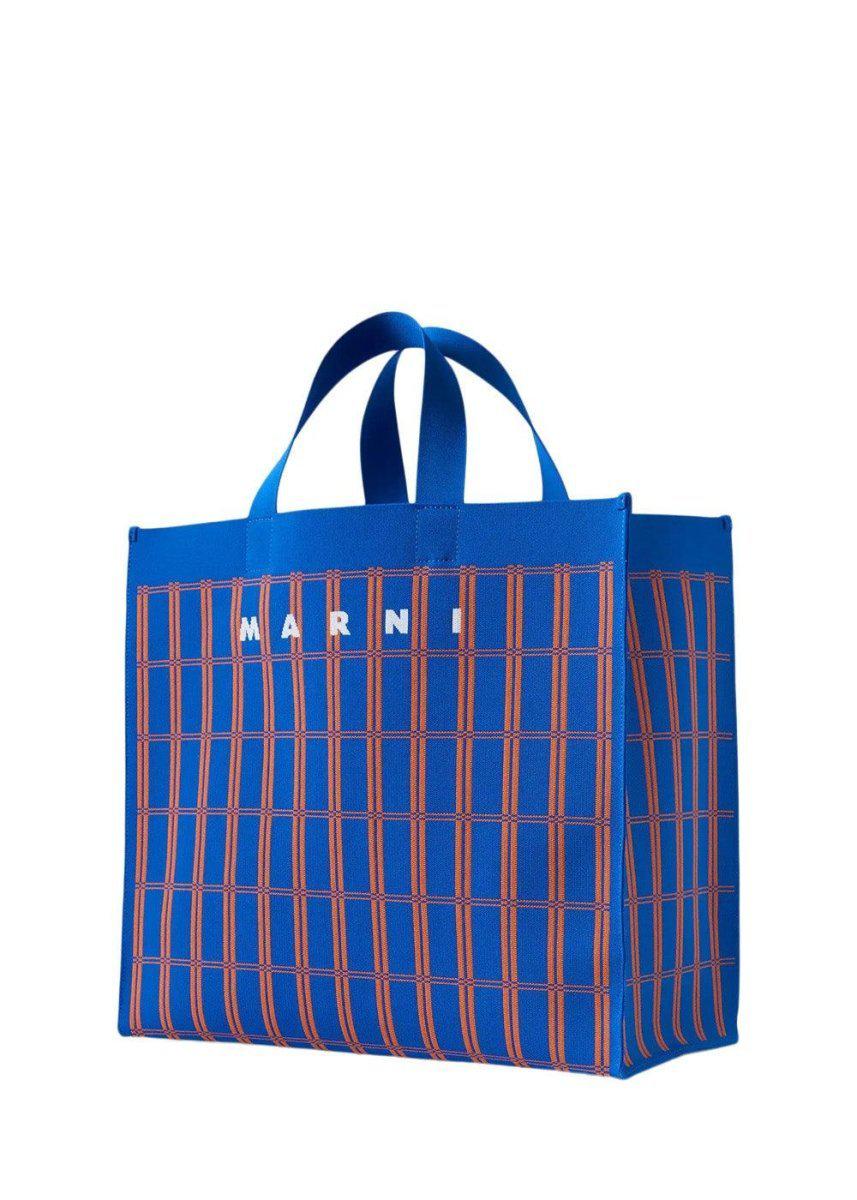 JACQUARD SHOPPING BAG - Blue+Orange Bags824_SHMP0073A2_BLUE+ORANGE_OneSize8051169596936- Butler Loftet