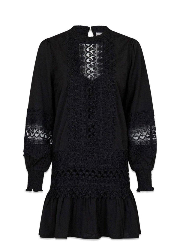 Neo Noirs Katja Embroidery Dress - Black. Køb kjoler her.