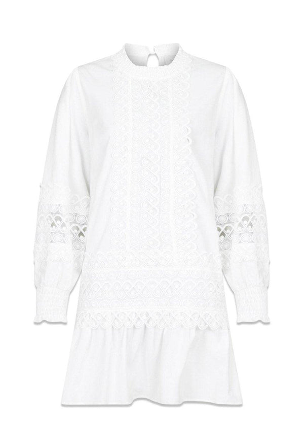 Neo Noirs Katja Embroidery Dress - White. Køb kjoler her.