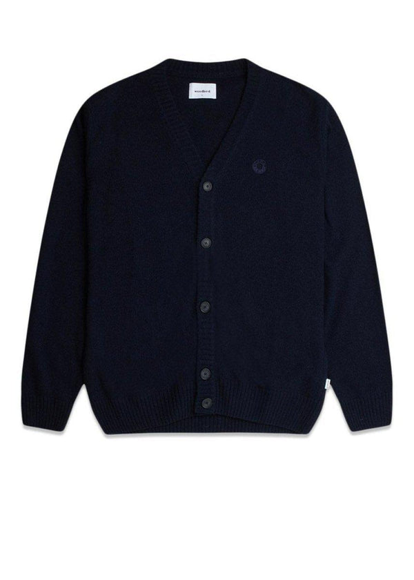 Woodbirds Koon Wool Cardigan - Navy. Køb strik her.