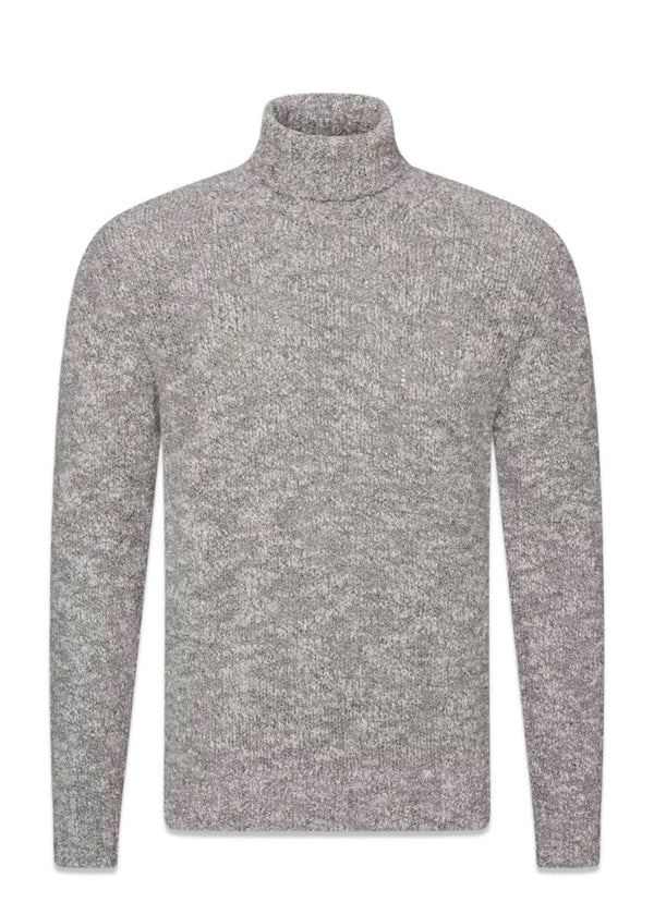 Oscar Jacobsons Kristopher Rollneck - Grey Melange. Køb strik her.