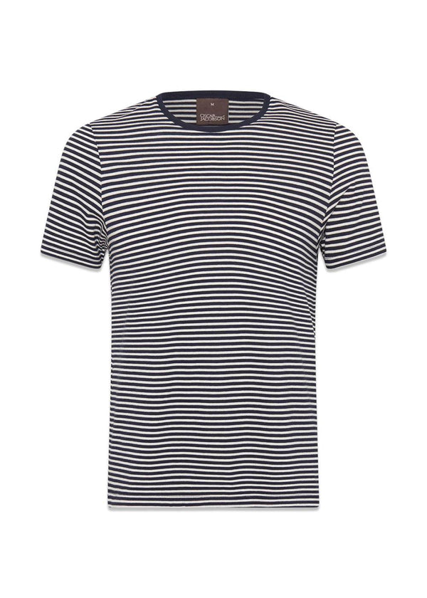 Oscar Jacobsons Kyran Striped T-shirt - Navy White. Køb t-shirts her.