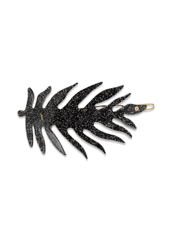PICO's Leaf Hair Pin - Black Silver Glitter. Køb accessories her.