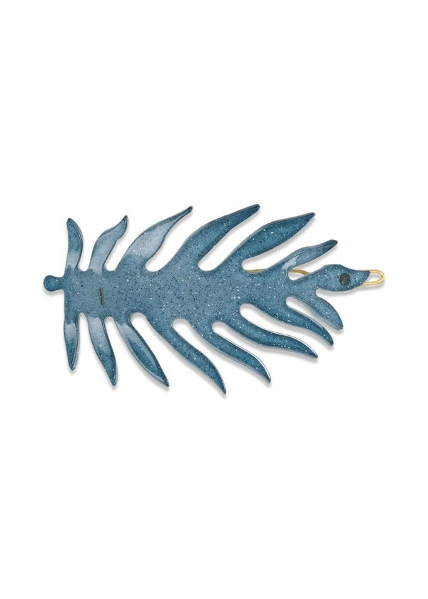 PICO's Leaf Hair Pin - Denim Blue Glitter. Køb accessories her.
