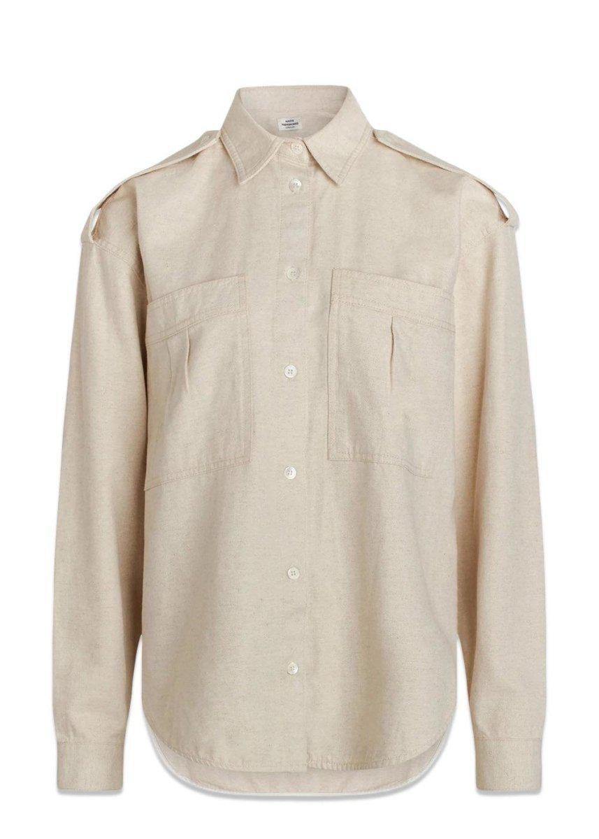 Mads Nørgaards Linen Denim Bea Shirt - Whitecap Grey. Køb blouses her.