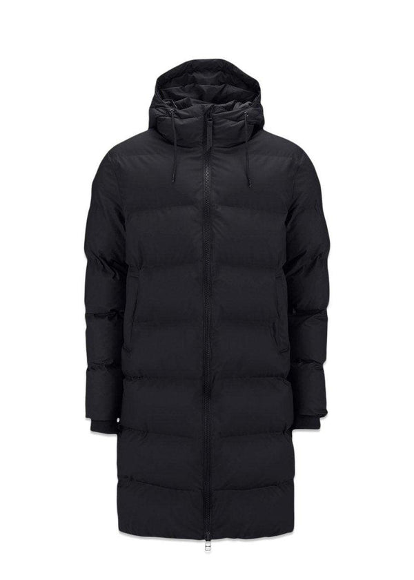 Rains' Long Puffer Jacket - Black. Køb dunjakker her.